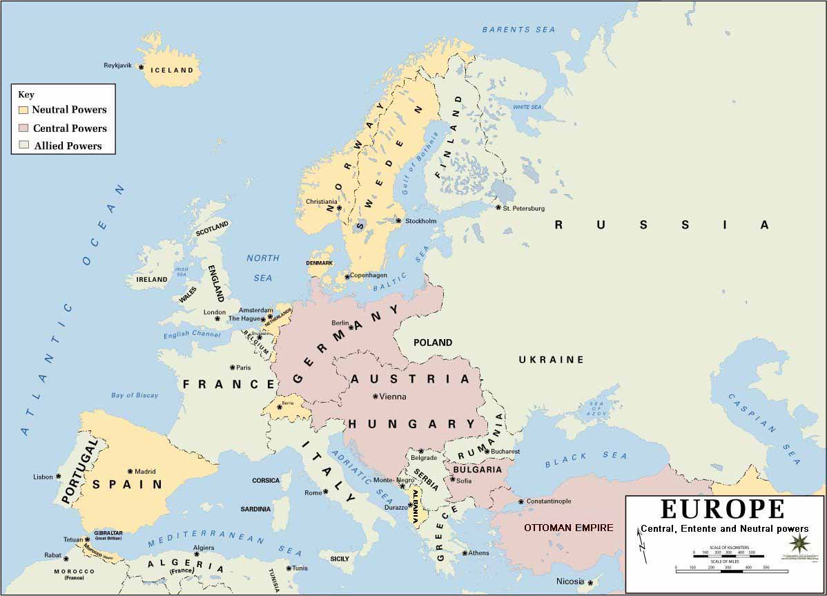 Mapa Europy z zaznaczonymi obszarami konfliktów zbrojnych i niestabilności.