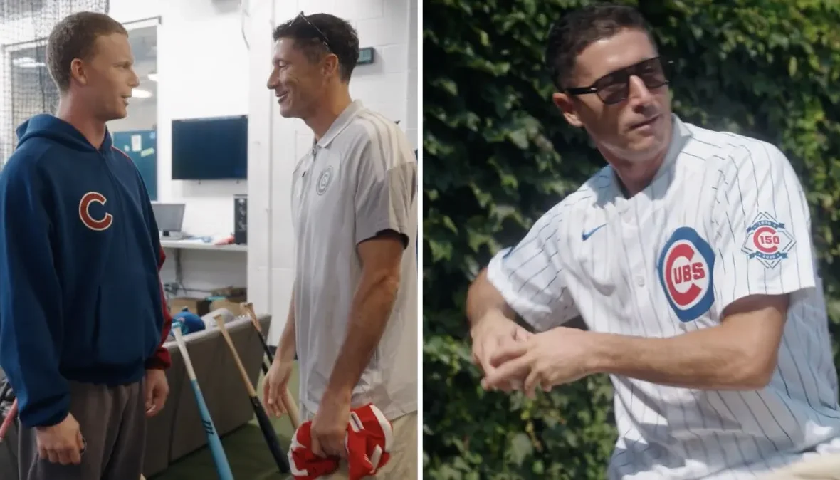 Lewandowski na Wrigley Field. Polak zaprezentował baseballowe umiejętności przed gwiazdą MLB
