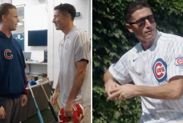 Lewandowski na Wrigley Field. Polak zaprezentował baseballowe umiejętności przed gwiazdą MLB