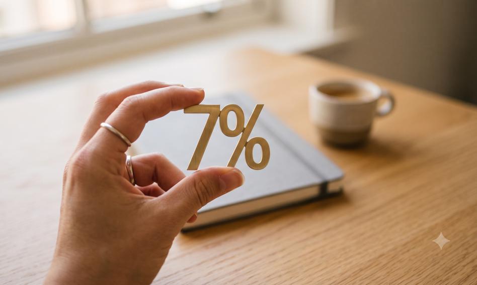 Kobieta analizuje ranking lokat bankowych na laptopie, obok leżą dokumenty finansowe.
